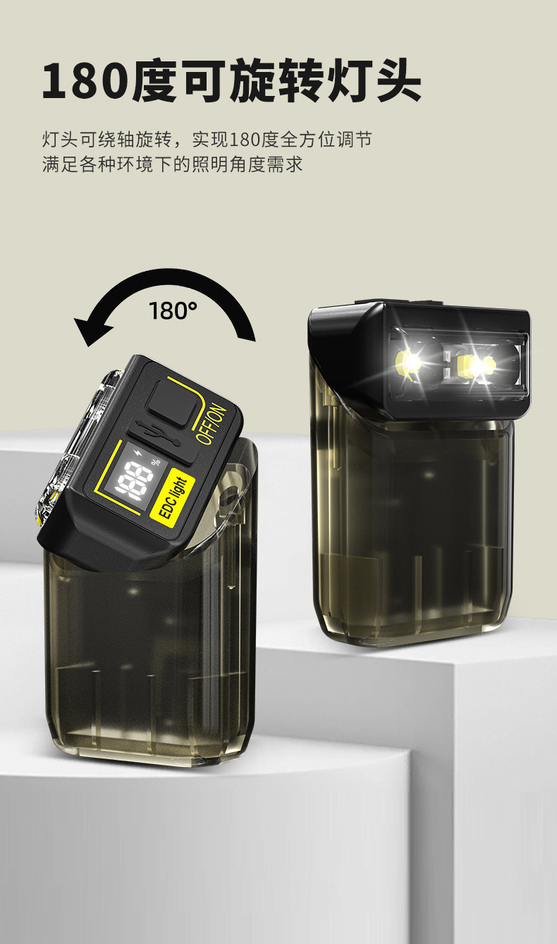 Headlamps: Rotatable head work light, mini maintenance warning, portable light, emergency night light, magnetic keychain light pic 3
