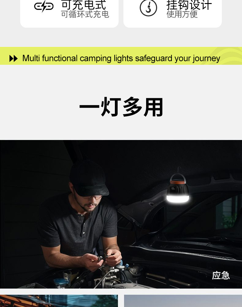 Solar-powered outdoor lights, camping lights, household power outage emergency lights, street stalls, night market stalls, ultra-bright rechargeable lighting bulbs pic 3