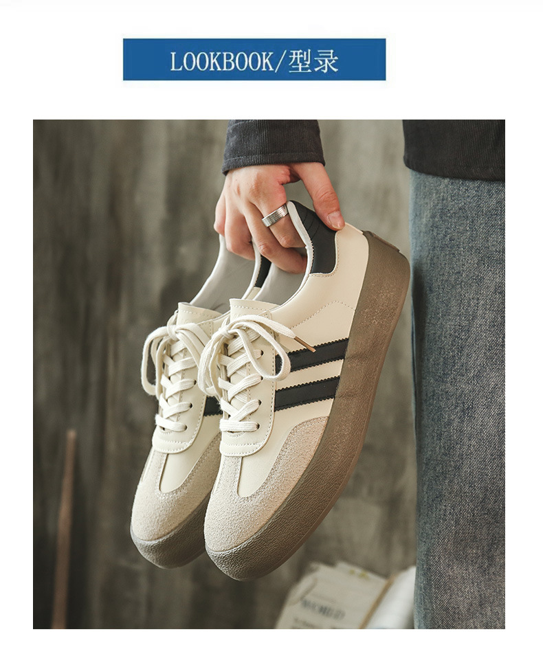 男女同款真皮德训鞋2024新款爆款情侣复古德训小白鞋男新款帆布鞋详情1