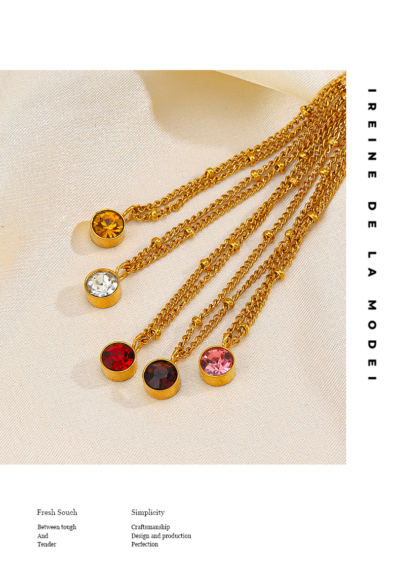 A fashionable and versatile 18K gold stainless steel diamond birthstone necklace for women in the INS style in December from Europe and America pic 3