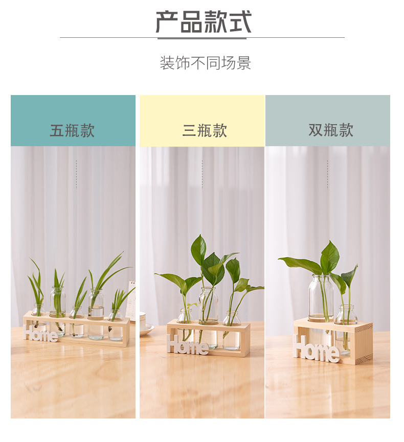 简约北欧试管玻璃花瓶水养插花植物容器办公室桌面水培绿萝摆件详情5