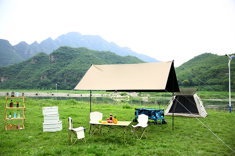 户外露营天幕野餐方形遮阳黑胶加厚防晒涂层野营防雨遮阳棚防暴雨详情17
