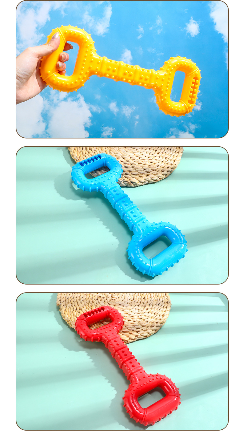 Nuevos juguetes para mascotas para perros para perros para molar dentadura toy interactive mordida resistente toy pet handle drain food pronunciation toy wholesale pic 8