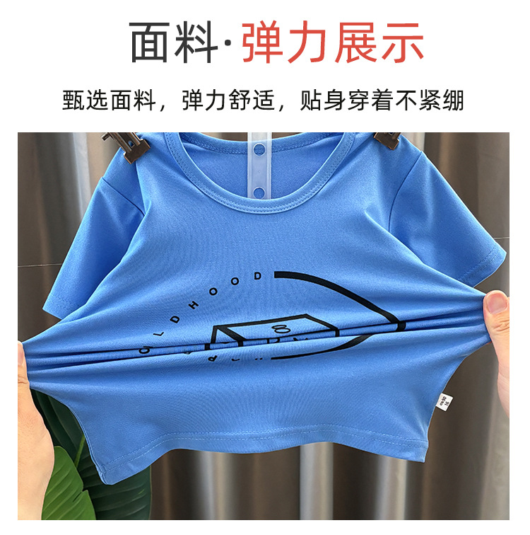 Niño verano camisetas chicos slim 2025 nuevo bebé manga corta shorts dos piezas hombre top cuello redondo pic 4