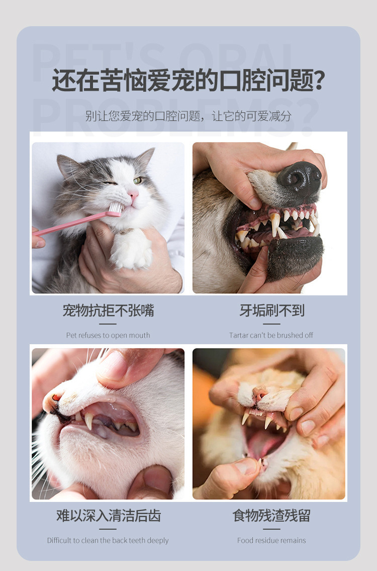 Wholesale pet toothbrushes, dog double-head toothbrushes, cat toothbrushes, dog and cat oral cleaning teeth, pet supplies pic 6