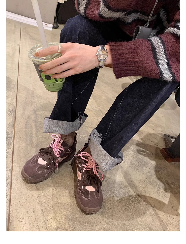 葡萄妈同款厚底增高真皮女板鞋2025秋冬新款阿甘运动休闲德训鞋女详情20