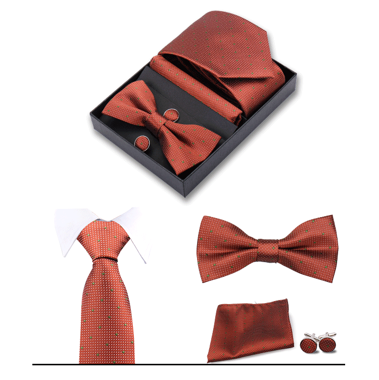 男士商务8cm领带领结口袋巾5件套礼盒装婚礼宴会条纹黑色手打领带详情12