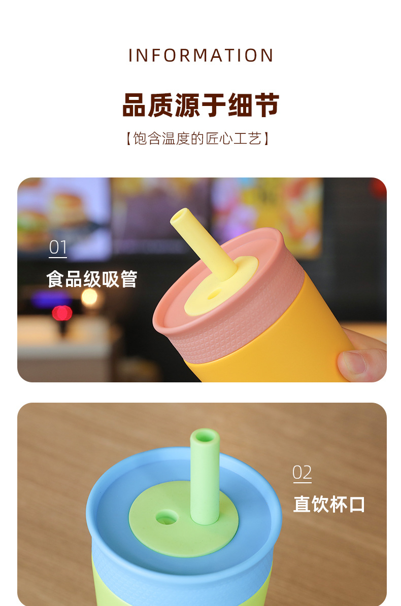 跨境不锈钢咖啡杯简约便携随行吸管保温杯高颜值大容量杯子定制详情10