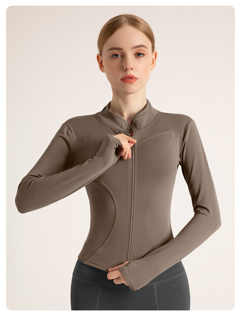 2024新款瑜伽服运动上衣加绒拉链外套女秋冬高级百搭显瘦运动户外详情33
