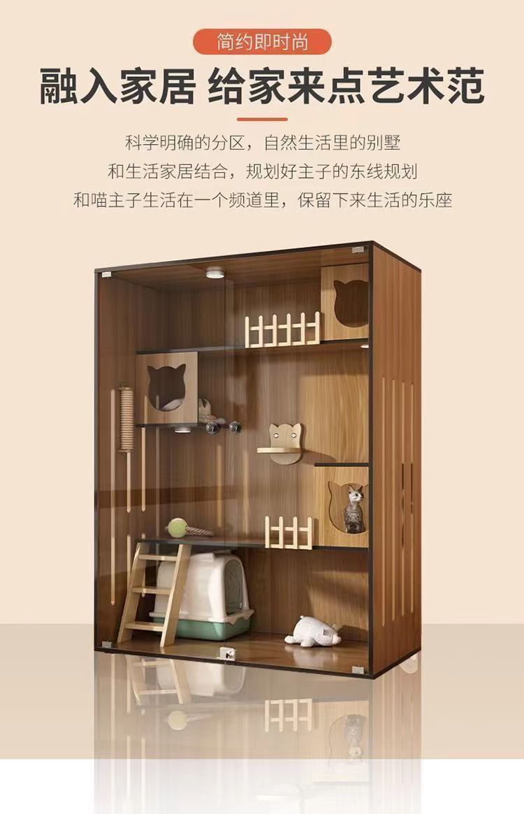 Cat villa, household cat cage, indoor cat house, cat shed, cat bed, cat cabinet, luxury cat house, cat bed, wooden cage pic 4