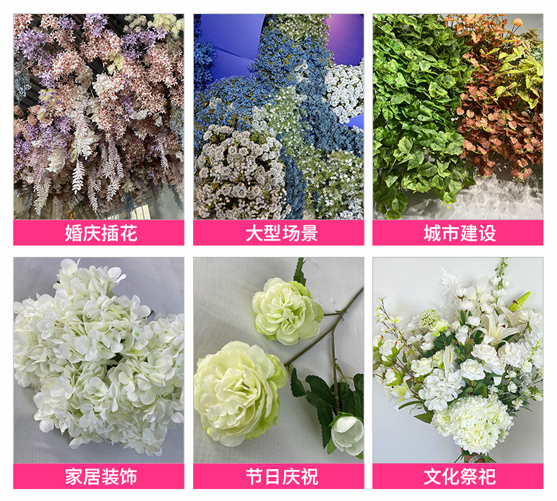 Blue and white artificial flower materials for wedding hall decoration props, artificial flowers for living rooms and dining rooms, and wholesale of Ins-style flower arrangements pic 8