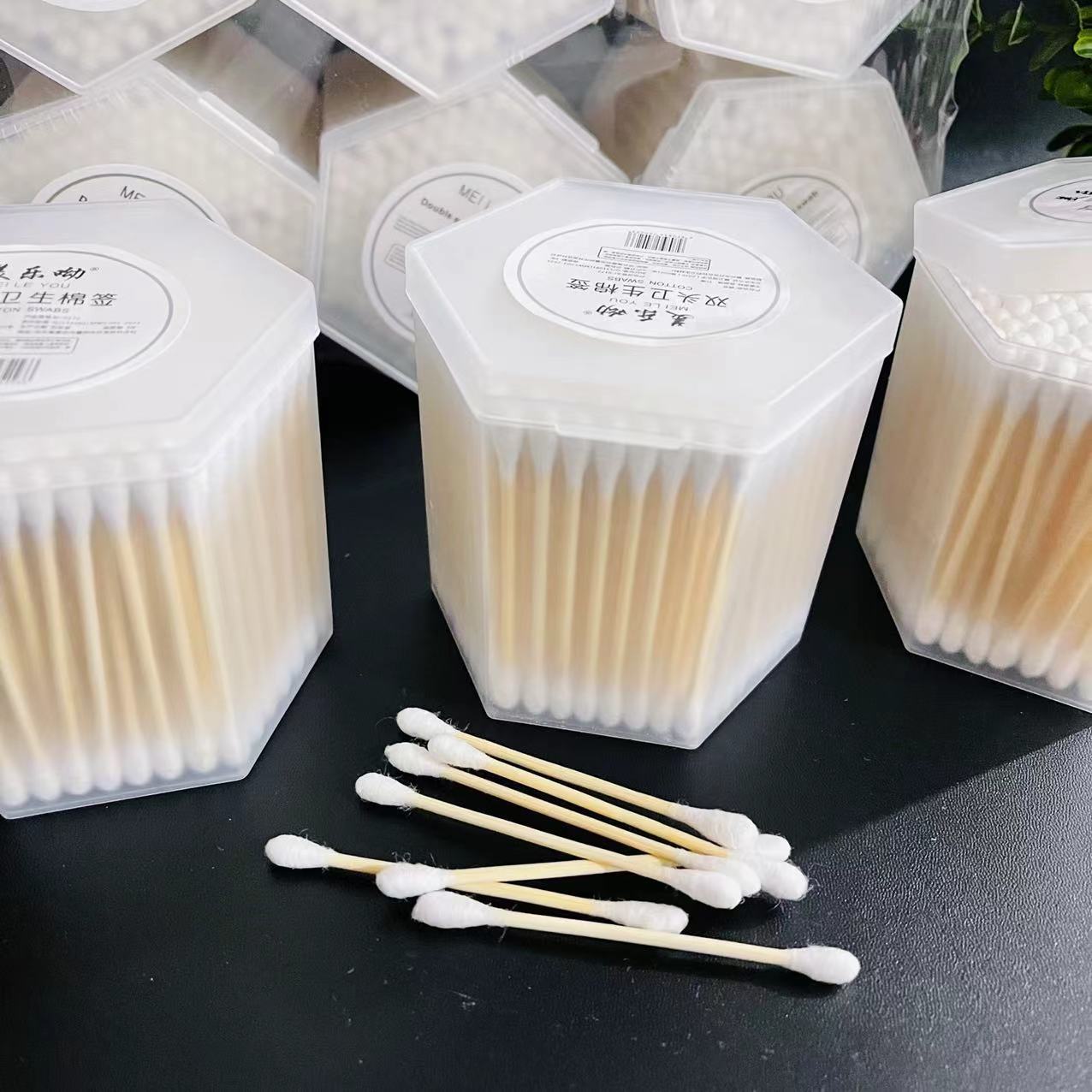 【 Zone 1-8 】 Hexagonal cotton swabs 6/ pack 240/ box Hexagonal box cotton swabs 2 yuan Large box cotton swabs Makeup and beauty double head 2 yuan store cotton swabs wholesale pic 3