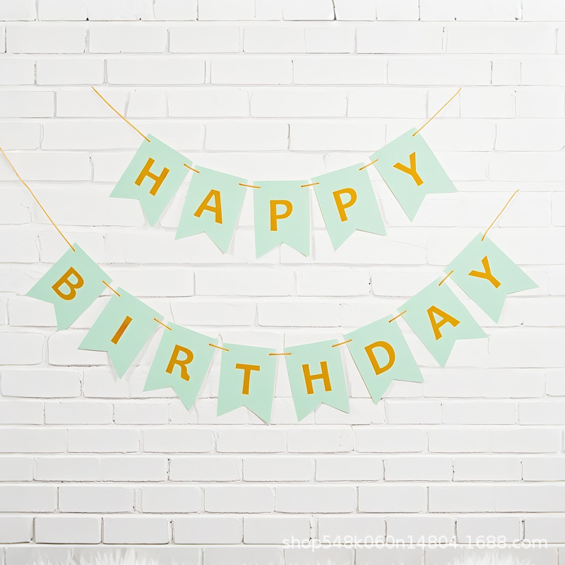 英文烫金生日快乐燕尾拉旗节日派对字母彩旗横幅拉花拉旗派对装饰详情6