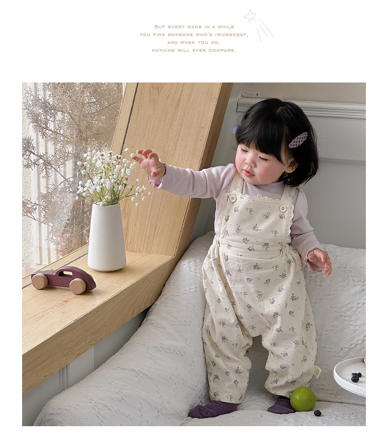 婴儿连体衣套装北欧碎花外出服女宝宝打底衫背带裤幼童两件套清新详情15