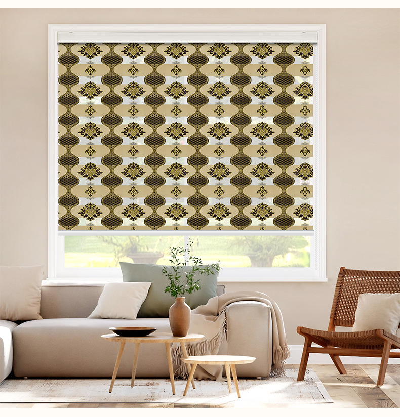 European-style jacquard office bathroom double-layer drawstring soft gauze roller blinds and perforation-free Venetian blinds pic 10