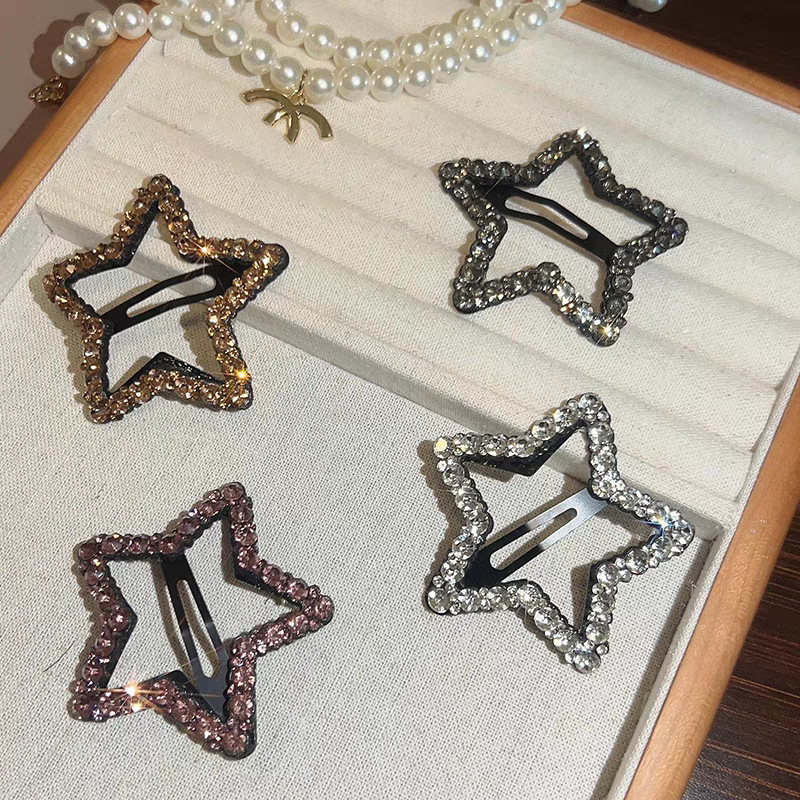 Five-pointed star water diamond star hair clip for women, new forehead fringe seaside clip, side broken hair clip, hairpin bb clip headwear pic 2