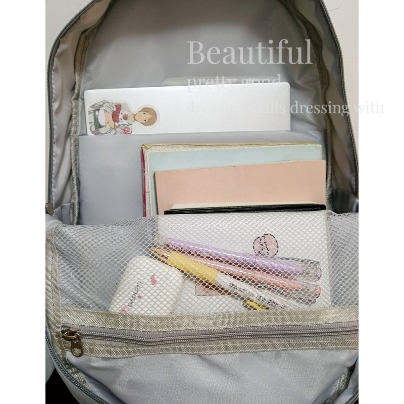 日系百搭撞色初中高中生书包休闲简约可套拉杆箱背包大容量双肩包详情23