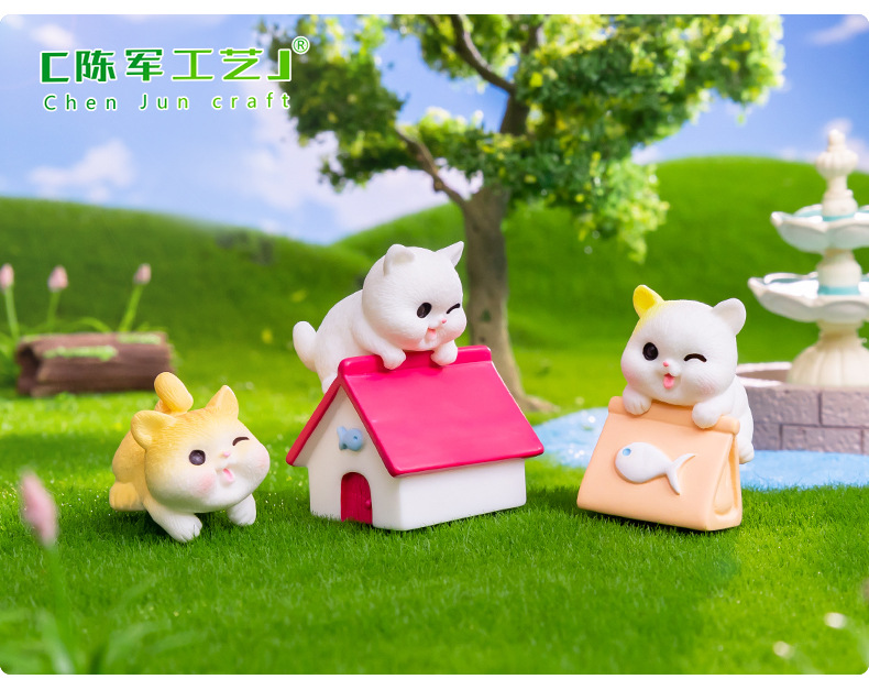 Micro-landscape creative, cute little cat doll, gardening kid house, DIY decorative accessories, desktop small ornaments pic 42