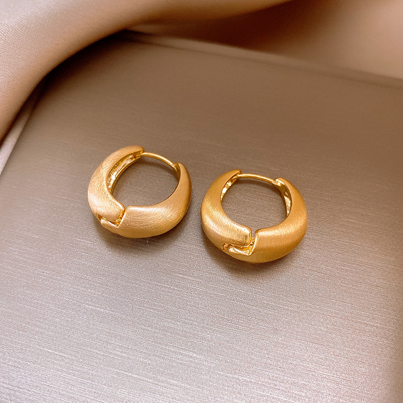 欧美跨境拉丝哑光椭圆耳环时尚潮流百搭耳扣简约高级感耳饰批发女详情10