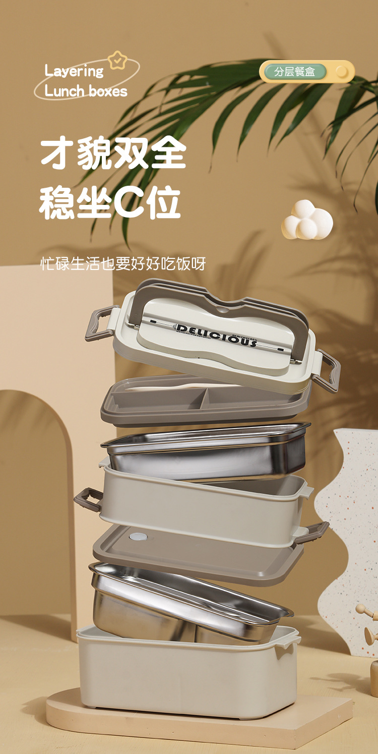 304不锈钢保温饭盒防漏密封学生手提多层便当盒午餐盒微波炉加热详情1