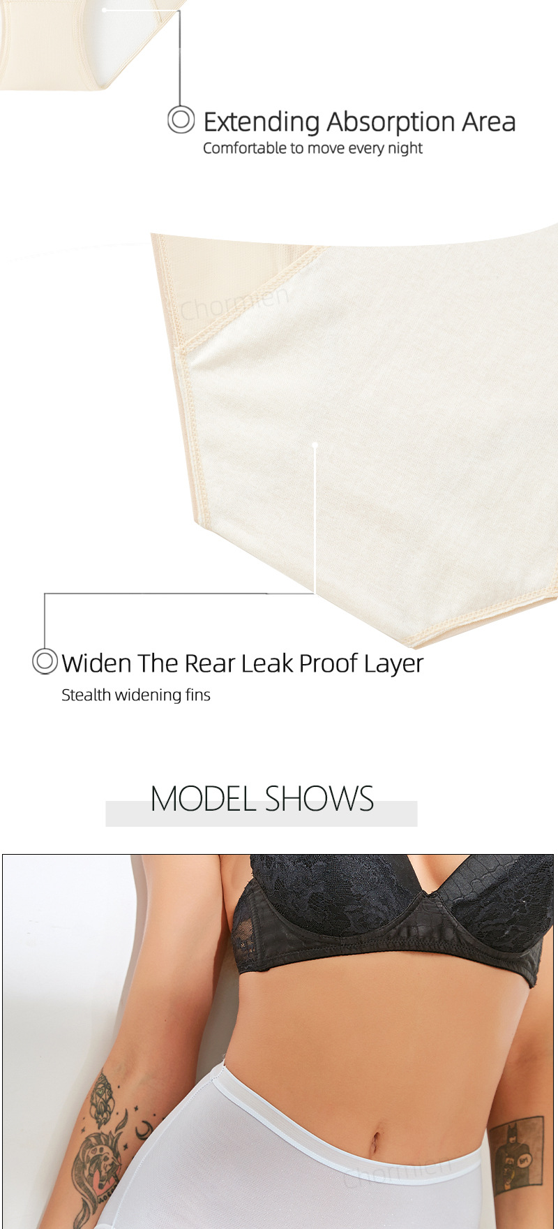 Anti-leakage thin physiological underwear for cross-border trade, breathable and hygienic underwear for women during menstruation pic 10