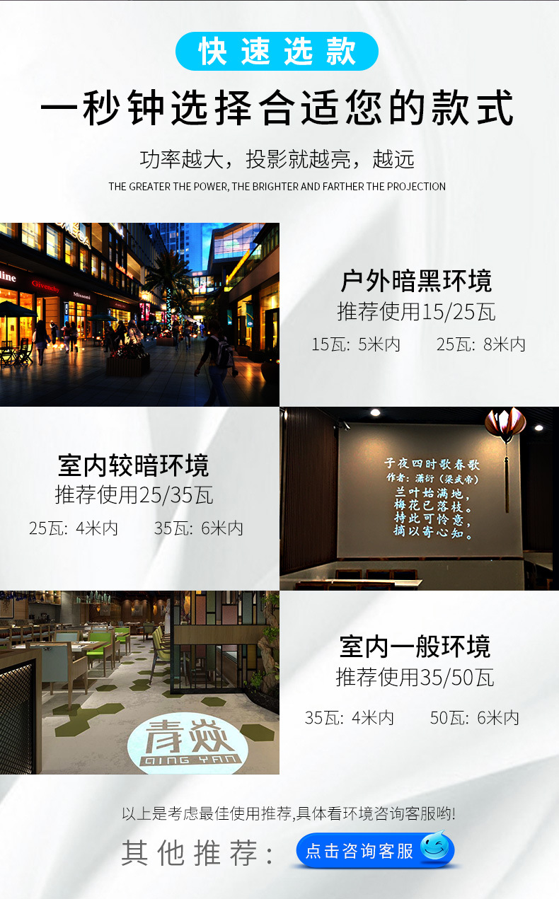 轨道射灯logo广告灯 led导轨条图案投影灯墙面带字店铺室内详情10