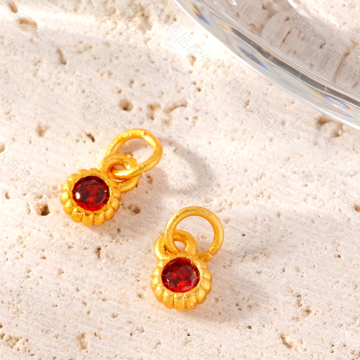 New ancient-style sand gold high-color retention zirconium-inlaid ring pendant, Chinese-style high-end bracelet necklace DIY accessory pic 7