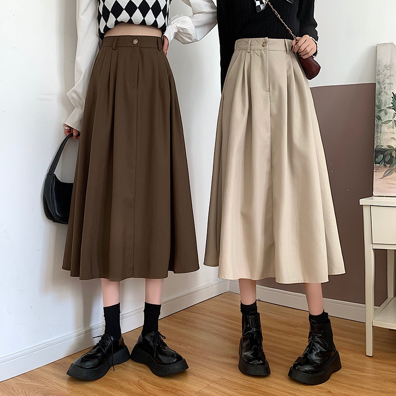 The new Korean-style slimming MIDI skirt for women in the 2022 autumn and winter season is in vogue with A large swing A-line skirt trend pic 4