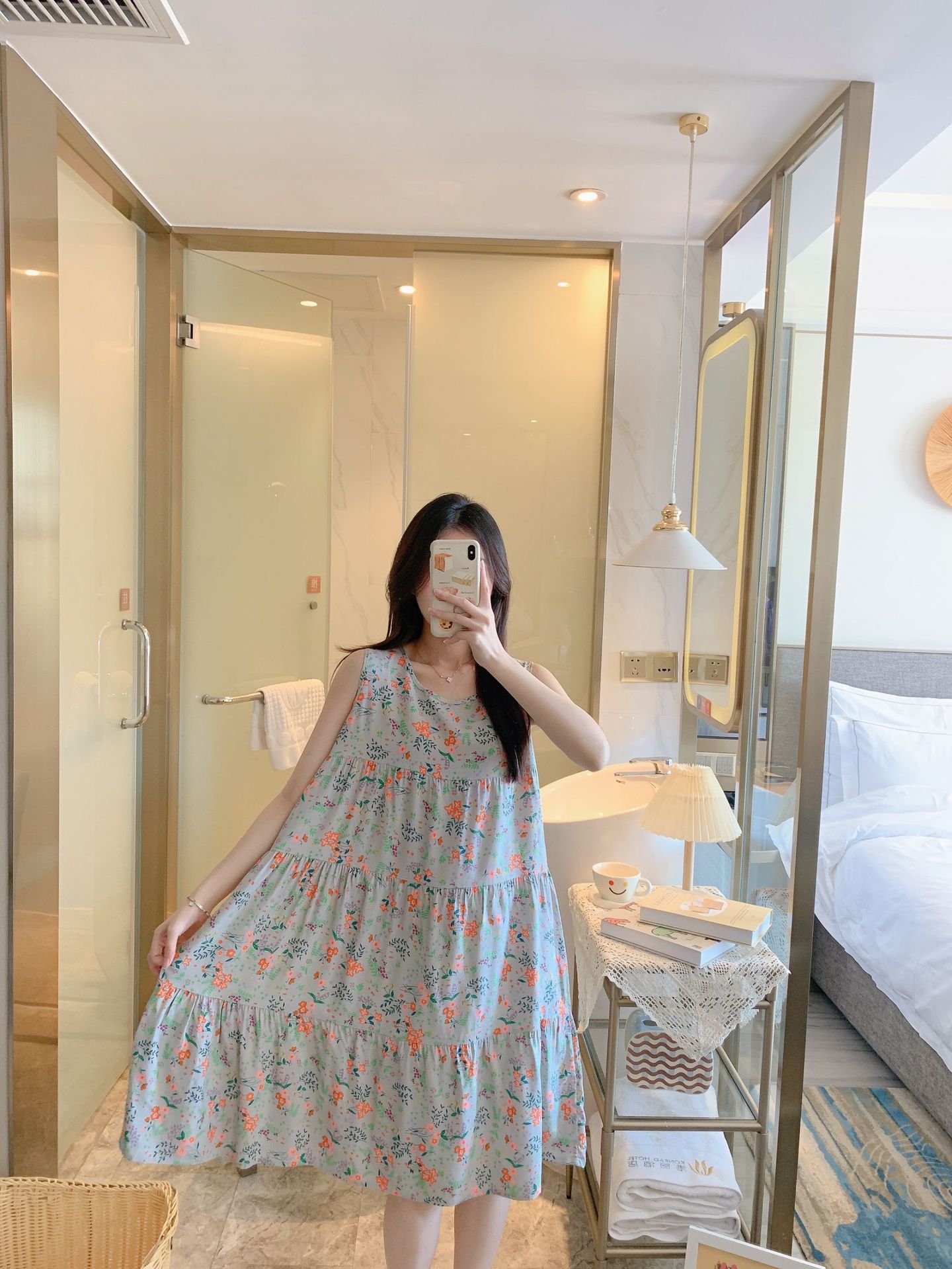 棉绸睡裙女时尚无袖大码印花薄款直播推荐套装可外穿睡衣家居服详情17