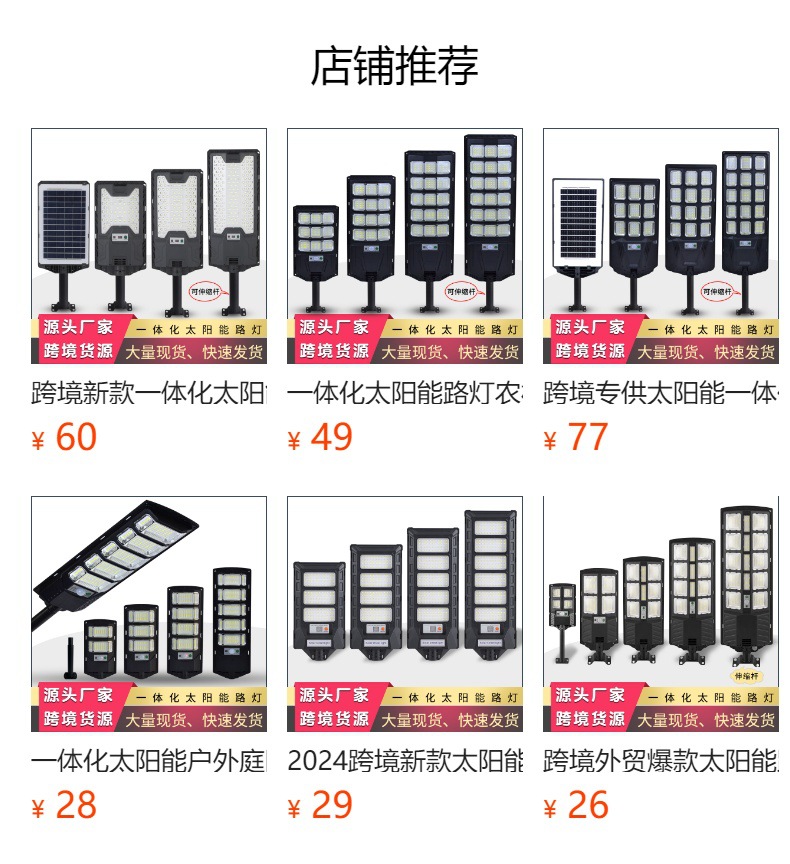 跨境爆亮一体化太阳能路灯 户外防水人体感应庭院灯新农村LED壁灯详情1