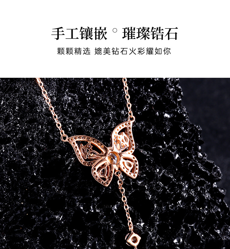 s925 sterling silver butterfly tassel Moissan collarbone chain, a niche and high-end, versatile accessory necklace, exuding a sense of sophistication for autumn and winter pic 4