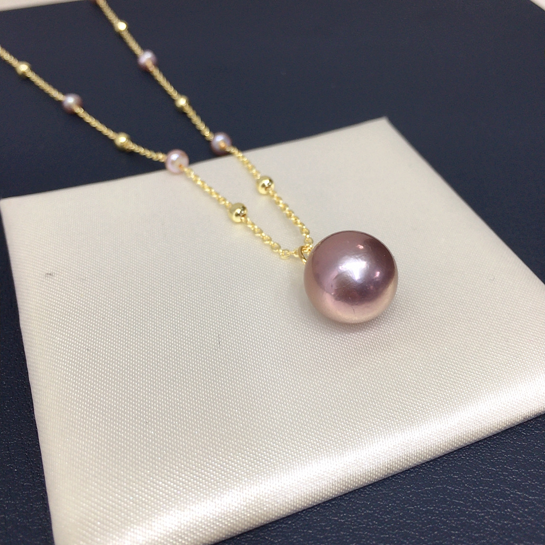 诸暨精致爱迪生淡水珍珠吊坠项链18K包金满天星首饰礼物批发直播详情5