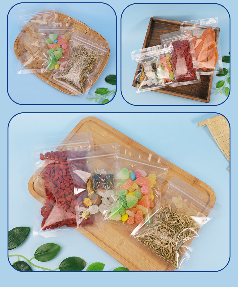 High-definition transparent self-sealing bags, plastic food bags, flat-bottomed zipper bags, for packaging tea, nuts and snacks pic 15