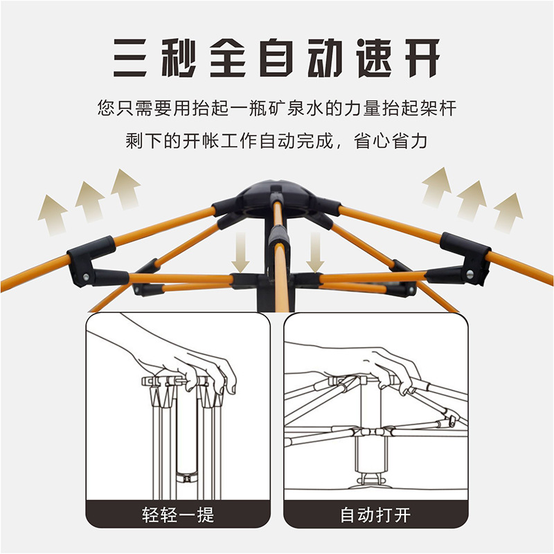 露营户外帐篷露营过夜全自动速开便携折叠装备野营野外防雨防晒帐详情6