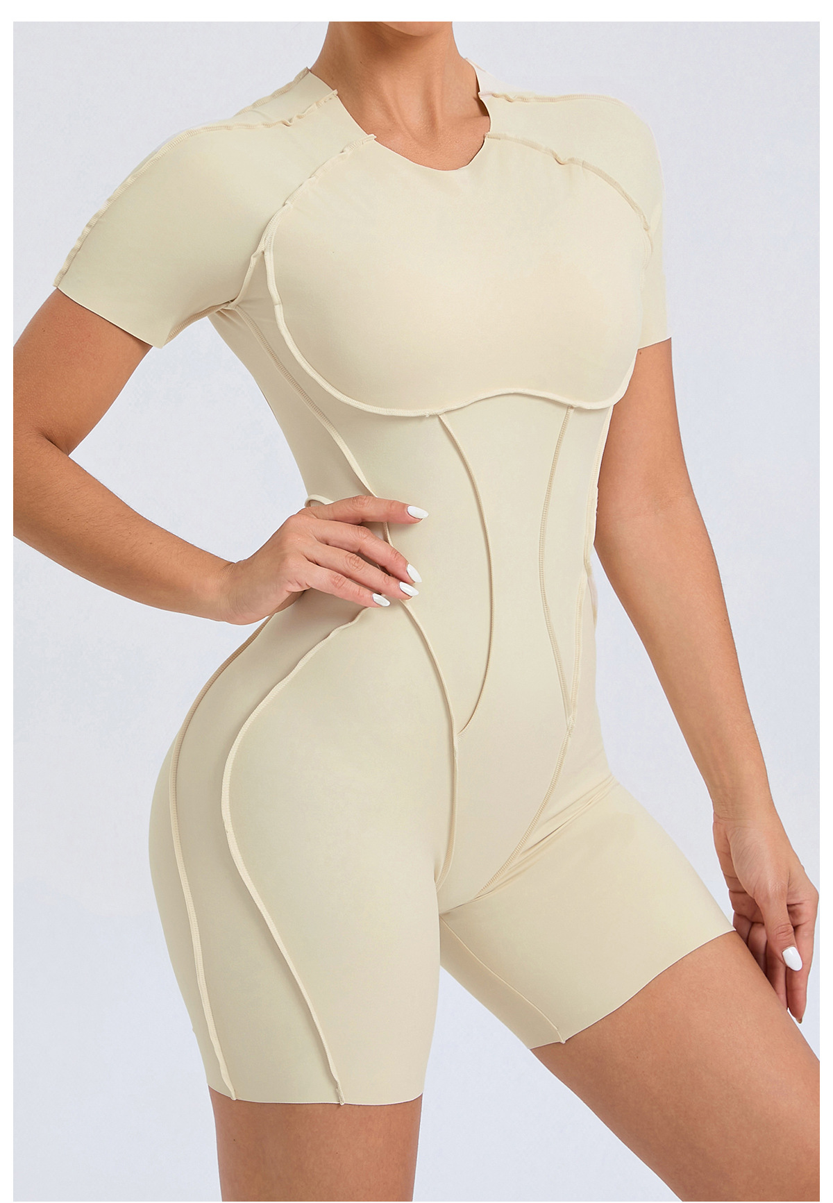 European and American three-dimensional aesthetic sports one-piece yoga suit, one-piece tight short-sleeved backless one-piece fitness suit 50310 pic 18