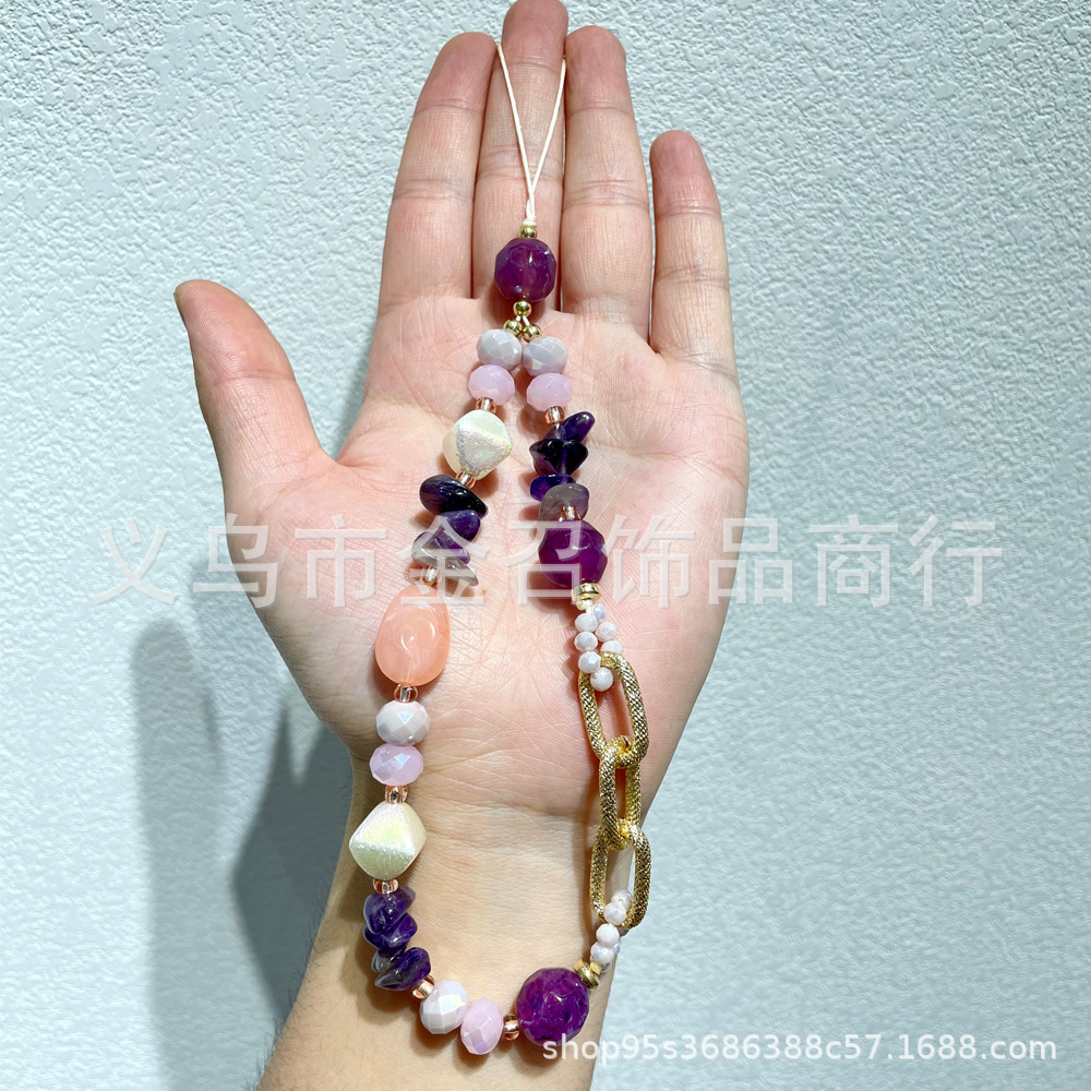 European and American natural agate stone mobile phone chains, crystal beads, mobile phone pendant chains, hanging ornaments, chains, mobile phone pendants, hanging ropes pic 3