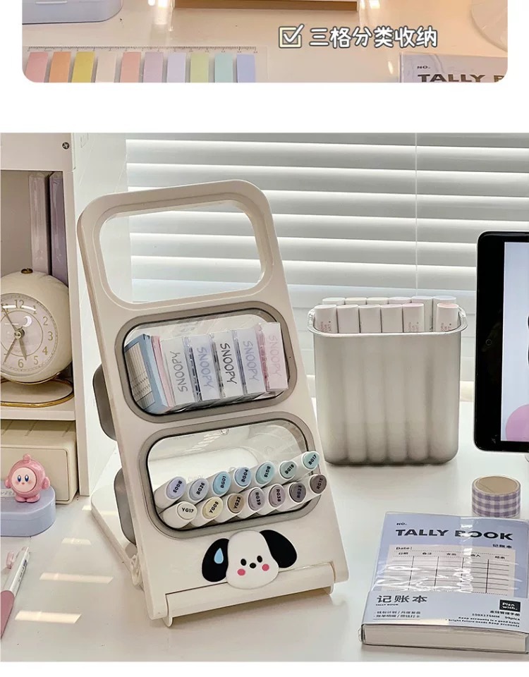 Pen holder stationery storage box, primary school student desk pen holder storage rack, office desk pen holder cartoon cute and fun pic 9