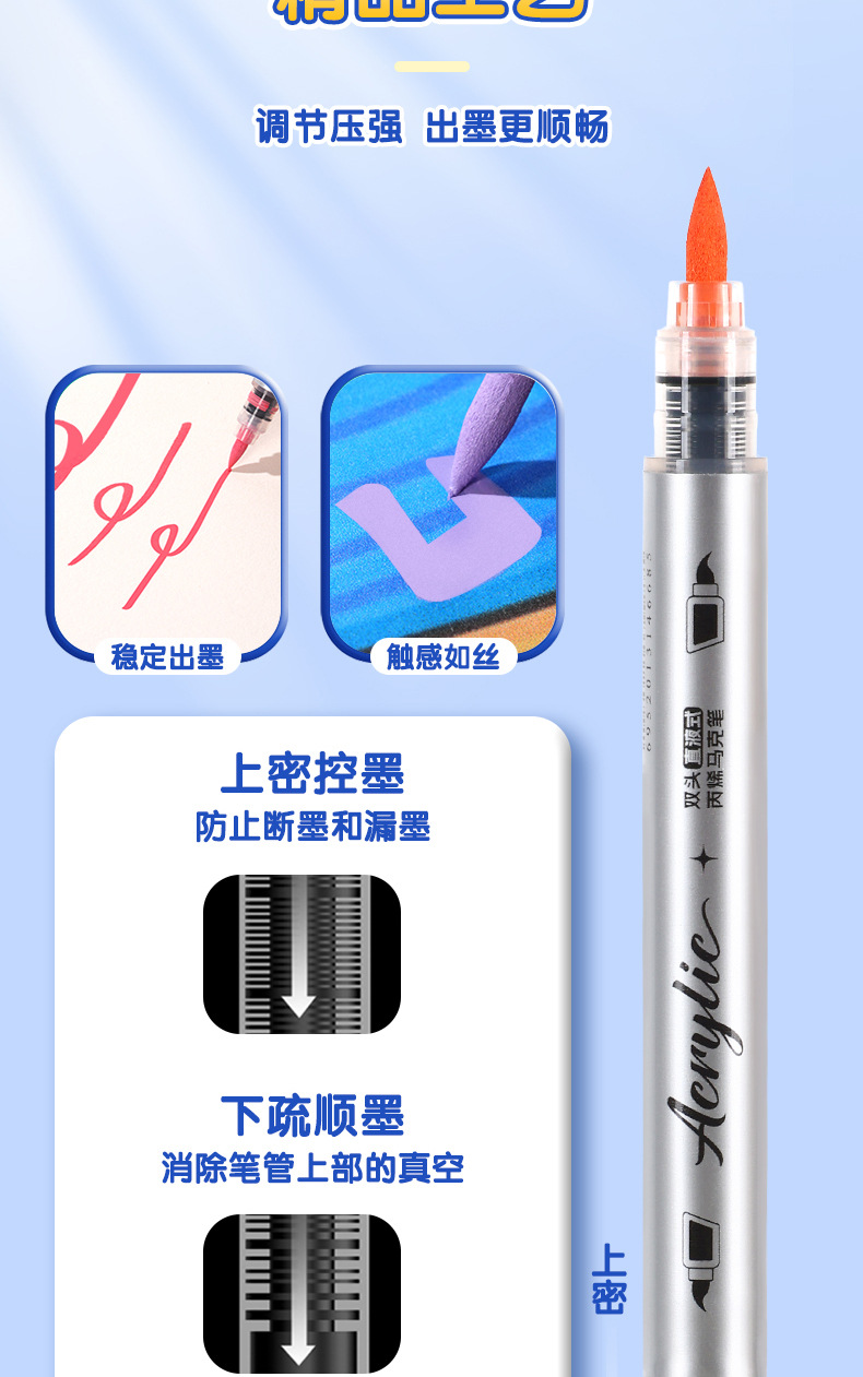 跨境爆款直液式丙烯马克笔24/48色软头学生美术diy手绘画涂鸦笔批详情4