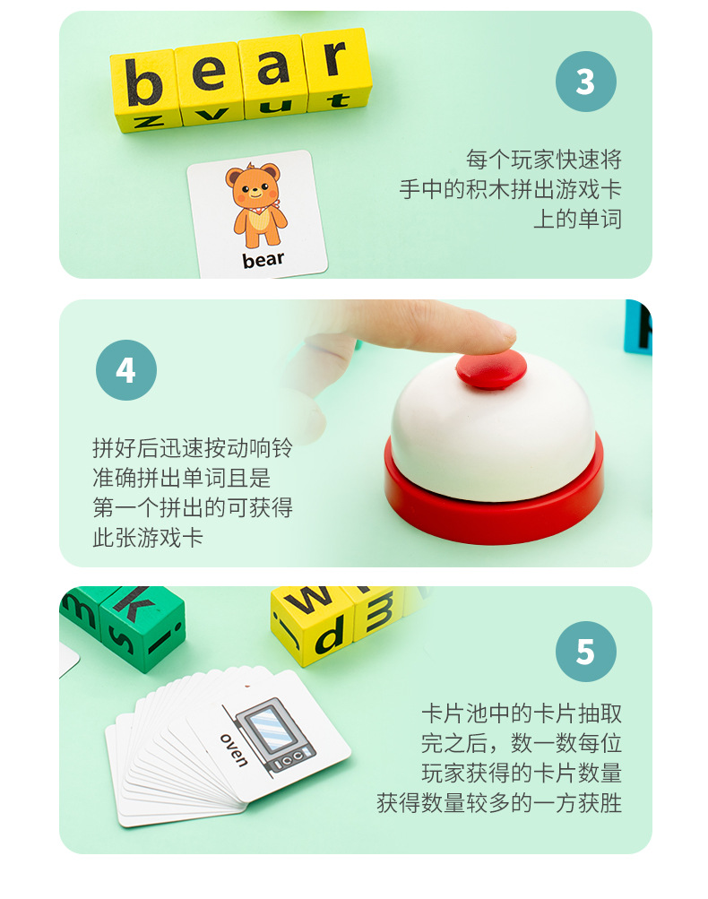 幼儿童英语启蒙拼单词桌游学习教具26英文字母积木质早教益智玩具详情10