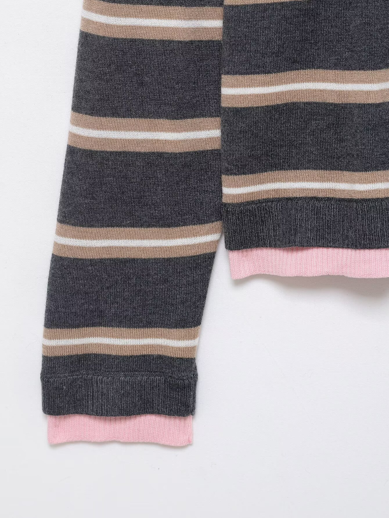 ZARW自制通勤简约拼接条纹POLO领针织衫百搭欧美风春秋款新品女装详情5