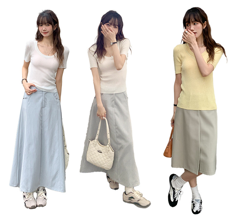 U领冰丝针织衫短袖女修身夏季基础短款T恤上衣2025新款详情4