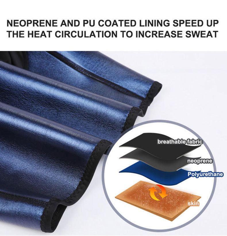 T跨境专供夏季涂层暴汗五分裤高腰排扣运动紧身裤跑步发汗运动裤详情3