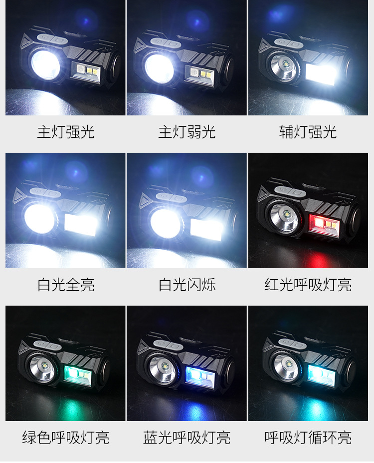 T131 Light sensor headlamp USB charging night fishing lamp Running cap clipper headlamp Wearing dual-purpose four-source LED headlamp pic 9