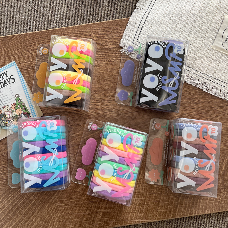10条装糖果色马卡龙彩色发圈毛巾圈高弹力百搭少女高马尾发绳发饰详情5