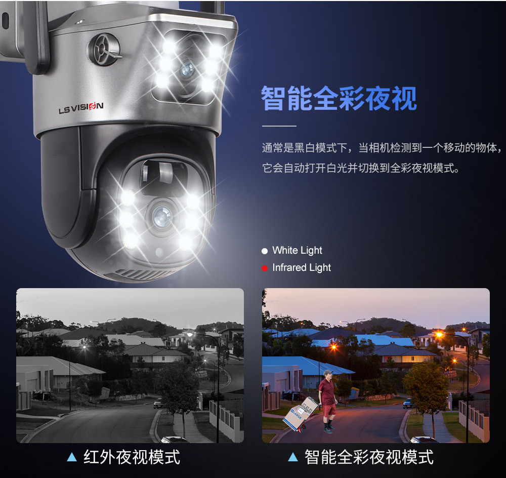 V380 dual-screen solar-powered camera outdoor ball snatching linkage monitoring 360-degree WiFi home monitoring camera pic 7