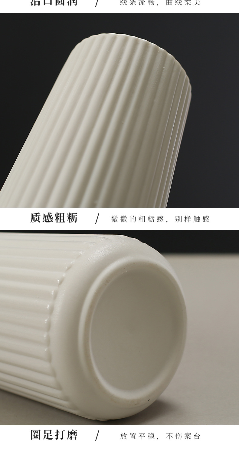 北欧轻奢陶瓷白色花瓶ins风创意花器插花摆件简约高级感批发欧式详情11