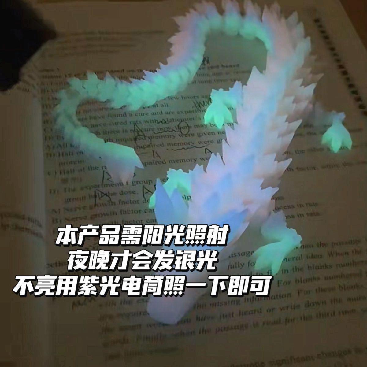 3D打印夜光龙玩具彩虹渐变水晶立体龙可活动关节模型创意摆件礼物详情10