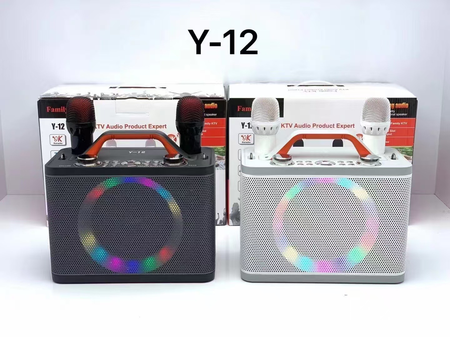 Hot-selling Y-12 color light wireless dual-microphone microphone Bluetooth home karaoke all-in-one speaker portable wireless Bluetooth pic 4