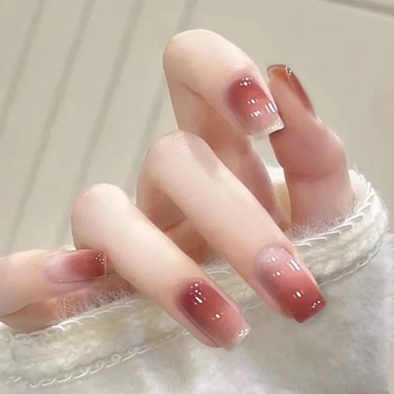 Gentle and elegant, milk coffee gradient nail art, pure desire, intellectual and fashionable nail wear, wholesale of special nail pads for nails pic 20