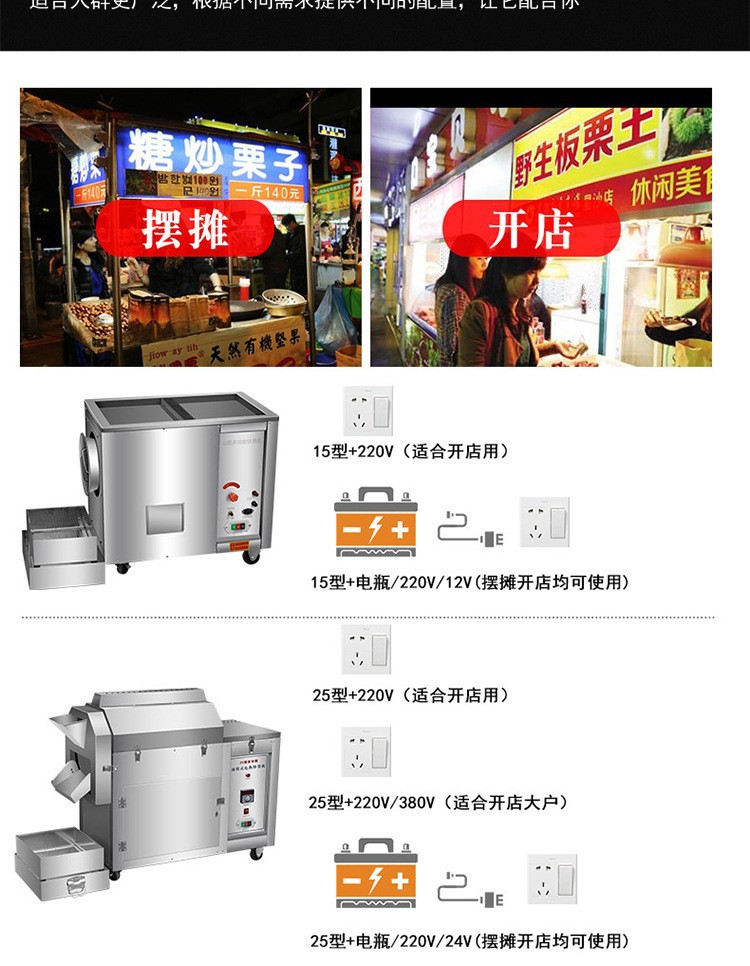 Commercial mobile roller multi-functional nut roasting machine, fully automatic gas-fired electric heating stir-frying machine, and street chestnut roasting machine pic 8